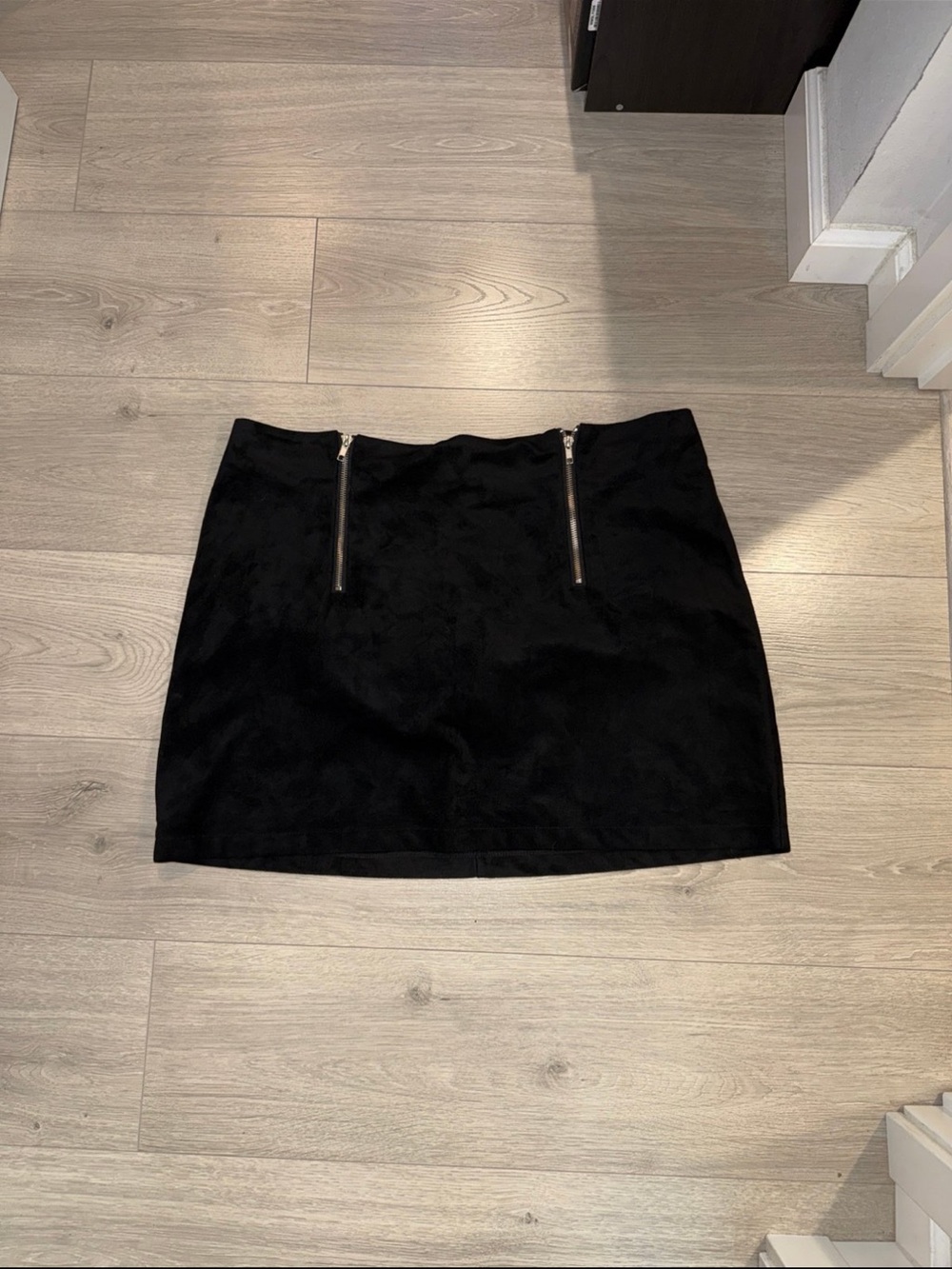 Black Mini Skirt with Front Zippers - Women 2X